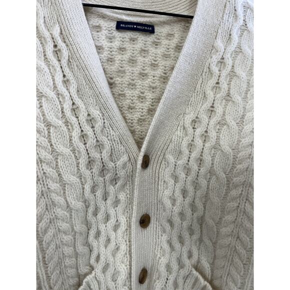 Cable Knit Fisherman Cardigan M Grandma Preppy Coastal Quiet Luxe Minimal Wool - Picture 3 of 16
